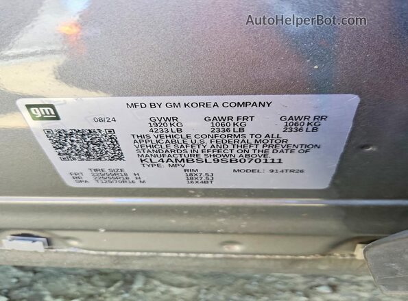 KL4AMBSL9SB070111 2025 BUICK ENCORE Gray Widok komory silnika