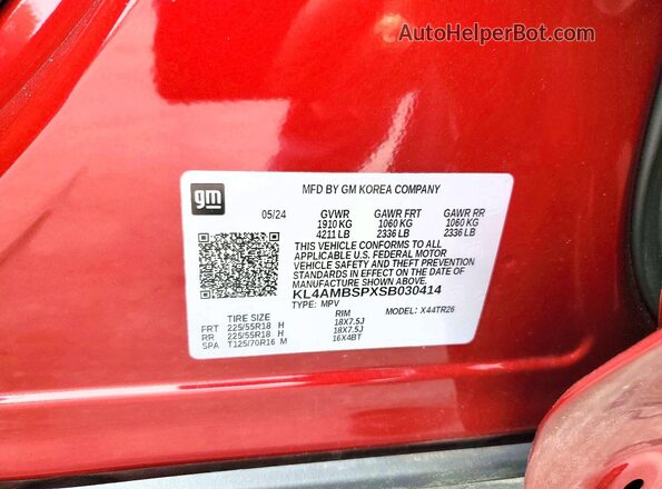 KL4AMBSPXSB030414 2025 BUICK ENCORE Red Widok komory silnika