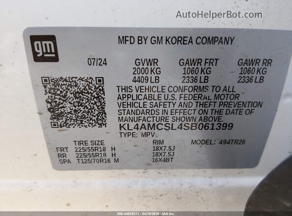 KL4AMCSL4SB061399 2025 BUICK ENCORE Белый Вид подкапотного пространства