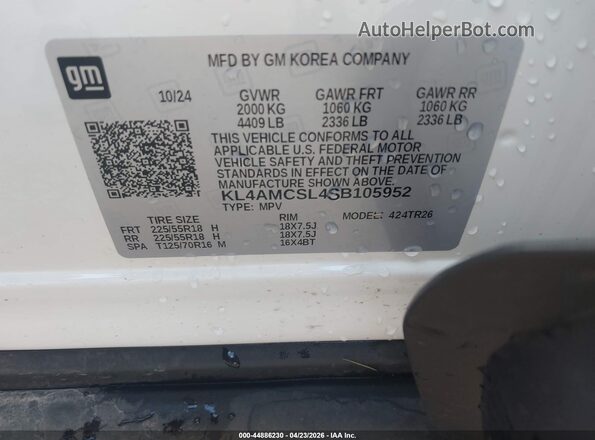 KL4AMCSL4SB105952 2025 BUICK ENCORE White Widok komory silnika