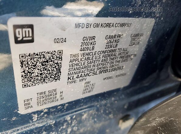 KL4AMCSL9RB188093 2024 BUICK ENCORE Blue VIN կոդի պիտակի տեսք