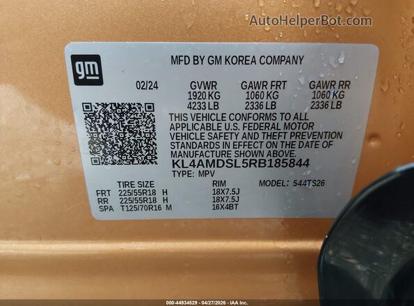 KL4AMDSL5RB185844 2024 BUICK ENCORE Оранжевый Вид подкапотного пространства