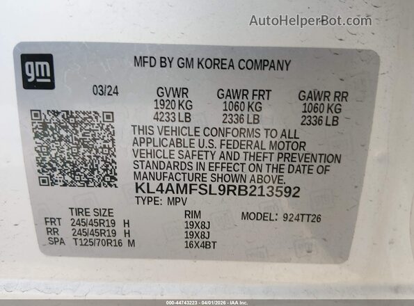 KL4AMFSL9RB213592 2024 BUICK ENCORE White Вид підкапотного простору