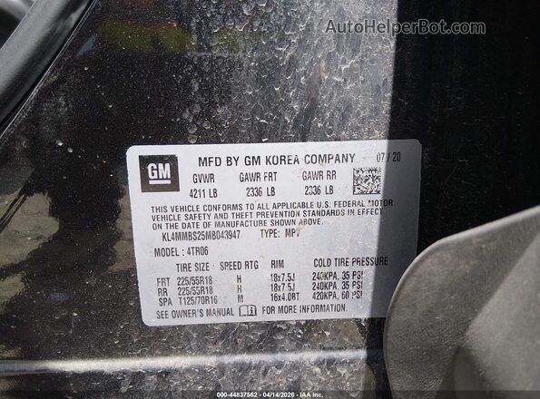 KL4MMBS25MB043947 2021 BUICK ENCORE Black Widok komory silnika