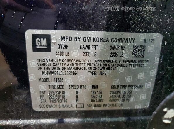 KL4MMESL0LB095964 2020 BUICK ENCORE Blue VIN კოდის სტიკერის ხედი