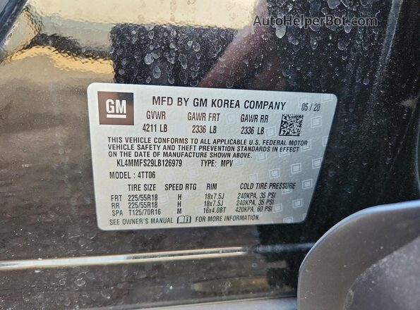 KL4MMFS29LB126979 2020 BUICK ENCORE Black ძრავის განყოფილების ხედი