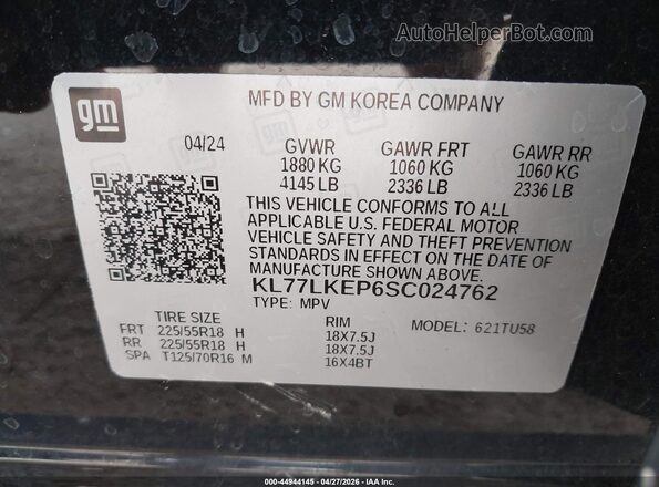 KL77LKEP6SC024762 2025 CHEVROLET TRAX Black Widok komory silnika