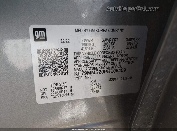 KL79MMS20PB106459 2023 CHEVROLET TRAILBLAZER Silver Vista del compartimento del motor