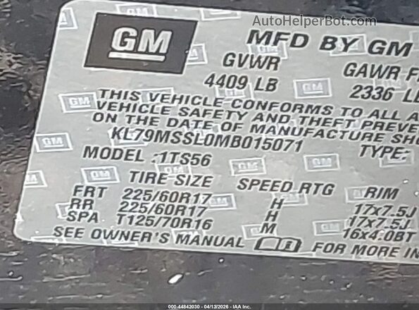 KL79MSSL0MB015071 2021 CHEVROLET TRAILBLAZER Dark Blue Vista del compartimento del motor