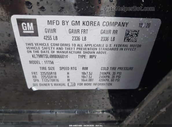 KL79MTSL4MB066014 2021 CHEVROLET TRAILBLAZER Black Widok komory silnika