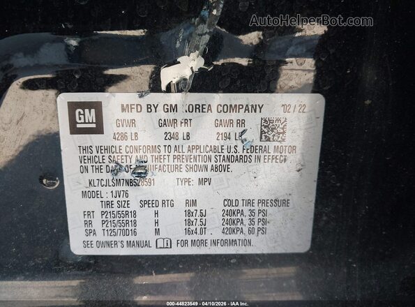 KL7CJLSM7NB528591 2022 CHEVROLET TRAX Черный Вид подкапотного пространства