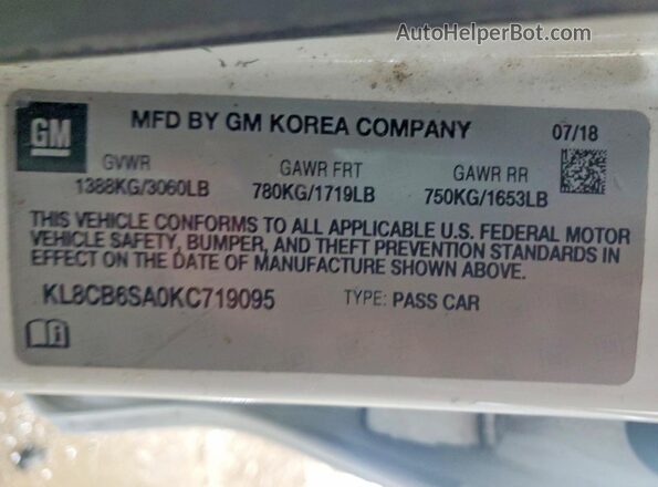 KL8CB6SA0KC719095 2019 CHEVROLET SPARK White Engine compartment view