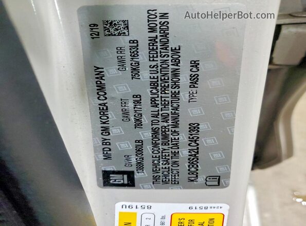 KL8CB6SA2LC451393 2020 CHEVROLET SPARK Кремовый Вид подкапотного пространства