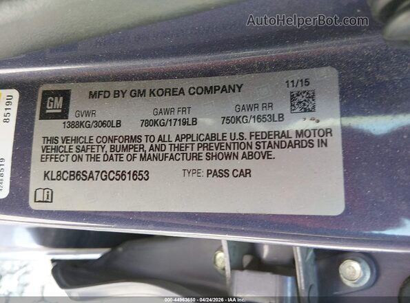KL8CB6SA7GC561653 2016 CHEVROLET SPARK Фиолетовый Вид подкапотного пространства