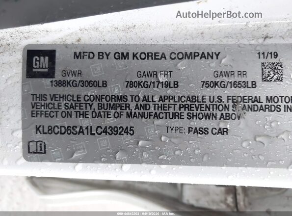 KL8CD6SA1LC439245 2020 CHEVROLET SPARK Белый Вид подкапотного пространства