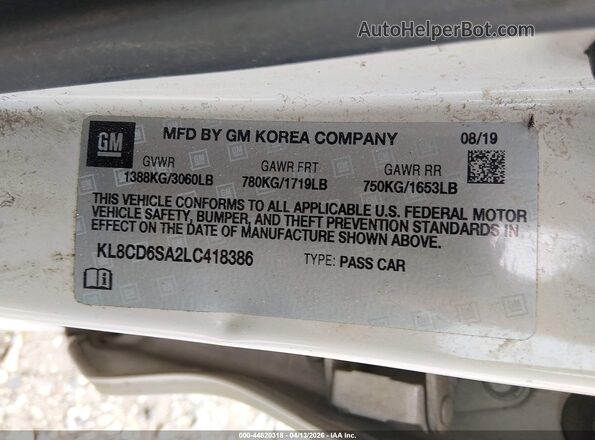KL8CD6SA2LC418386 2020 CHEVROLET SPARK Желто-коричневый Вид подкапотного пространства