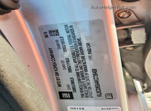 KL8CD6SA4KC736489 2019 CHEVROLET SPARK Серебряный Вид подкапотного пространства