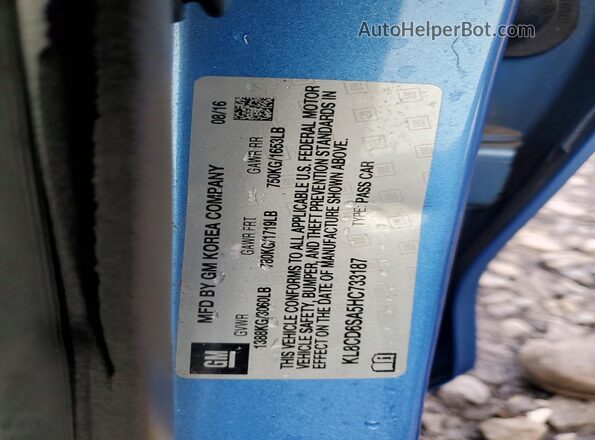 KL8CD6SA5HC733187 2017 CHEVROLET SPARK Синий Вид подкапотного пространства