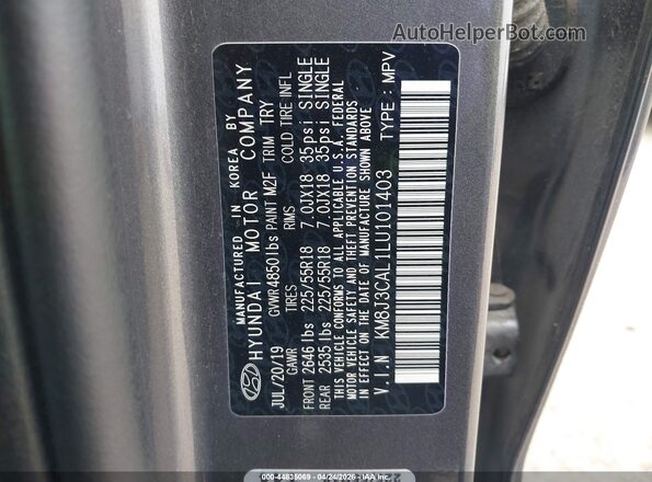 KM8J3CAL1LU101403 2020 HYUNDAI TUCSON Серый Вид подкапотного пространства