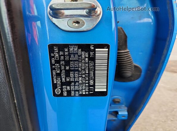 KM8K12AA4KU197657 2019 HYUNDAI KONA Синий Вид наклейки с VIN-кодом