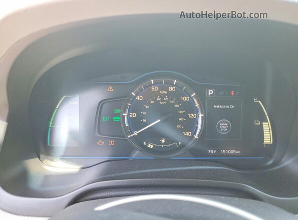 KMHC65LC0HU049570 2017 HYUNDAI IONIQ White Widok zestawu wskaźników
