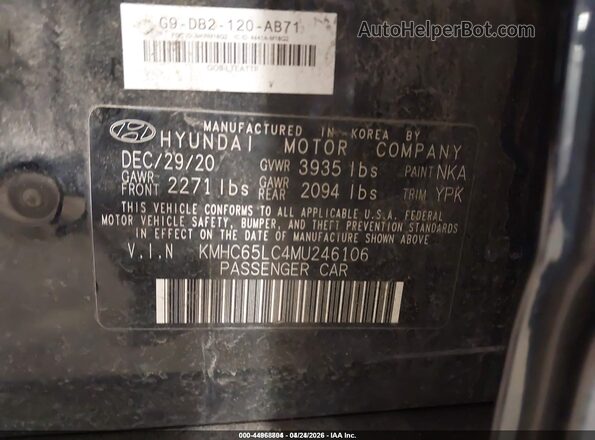 KMHC65LC4MU246106 2021 HYUNDAI IONIQ HYBRID Black Vista del compartimento del motor