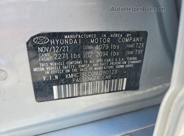KMHC75LC0NU280123 2022 HYUNDAI IONIQ Silver Vista del compartimento del motor