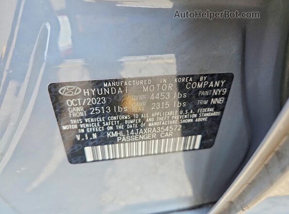 KMHL14JAXRA354572 2024 HYUNDAI SONATA Gray Widok naklejki z numerem VIN