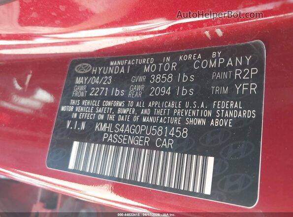 KMHLS4AG0PU581458 2023 HYUNDAI ELANTRA Красный Вид подкапотного пространства