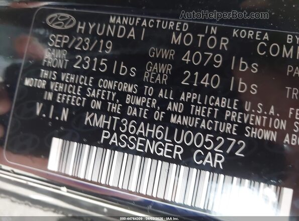 KMHT36AH6LU005272 2020 HYUNDAI VELOSTER N Black ძრავის განყოფილების ხედი