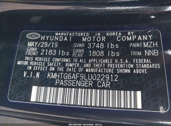 KMHTG6AF9LU022912 2020 HYUNDAI VELOSTER Черный Вид подкапотного пространства