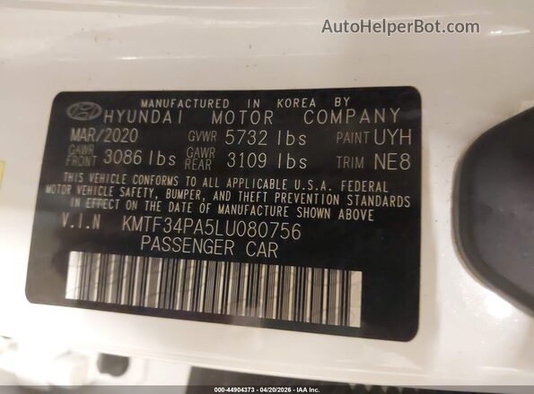 KMTF34PA5LU080756 2020 GENESIS G90 White Vista del compartimento del motor