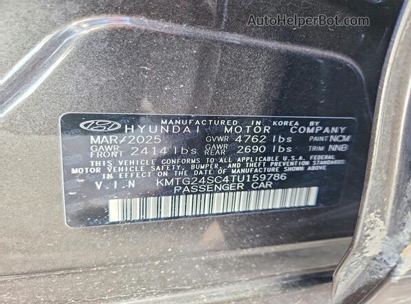 KMTG24SC4TU159786 2026 GENESIS G70 Серый Вид наклейки с VIN-кодом