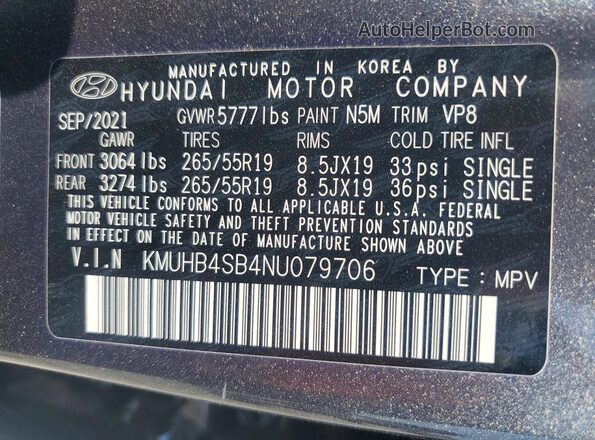 KMUHB4SB4NU079706 2022 GENESIS GV80 Gray Панорамний вид салону 360°