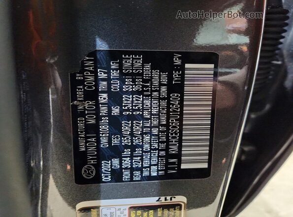 KMUHCESC6PU126409 2023 GENESIS GV80 Gray VIN կոդի պիտակի տեսք