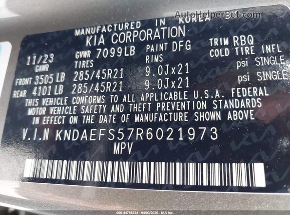 KNDAEFS57R6021973 2024 KIA EV9 Серый Вид подкапотного пространства
