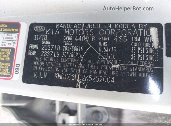 KNDCC3LD2K5252004 2019 KIA NIRO PLUG-IN HYBRID Silver Widok komory silnika