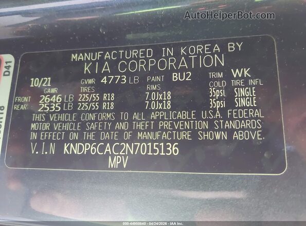 KNDP6CAC2N7015136 2022 KIA SPORTAGE Navy ძრავის განყოფილების ხედი