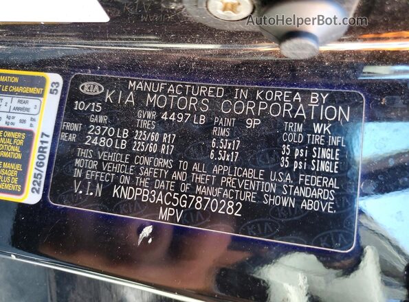 KNDPB3AC5G7870282 2016 KIA SPORTAGE Black Widok komory silnika