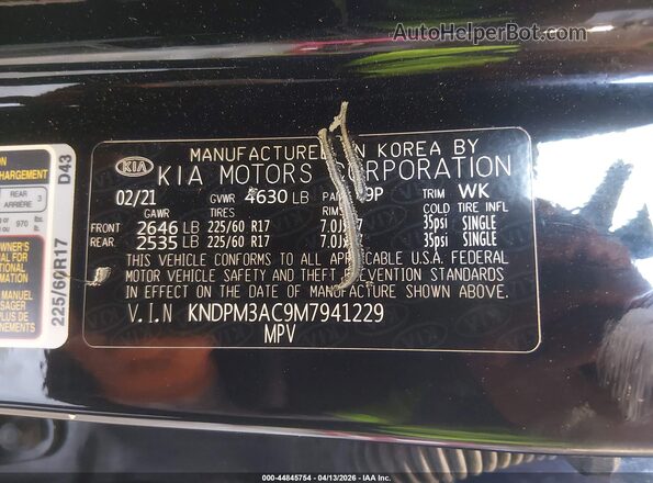 KNDPM3AC9M7941229 2021 KIA SPORTAGE Черный Вид подкапотного пространства