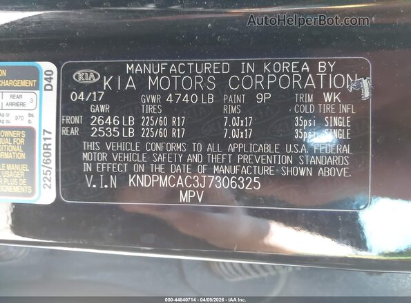 KNDPMCAC3J7306325 2018 KIA SPORTAGE Черный Вид подкапотного пространства