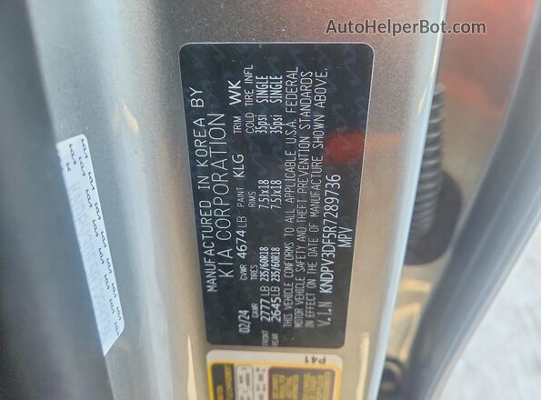 KNDPV3DF5R7289736 2024 KIA SPORTAGE Серебряный Вид наклейки с VIN-кодом