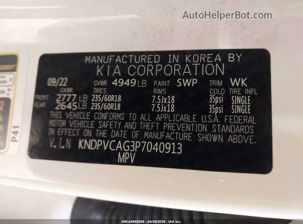 KNDPVCAG3P7040913 2023 KIA SPORTAGE HYBRID White Widok komory silnika