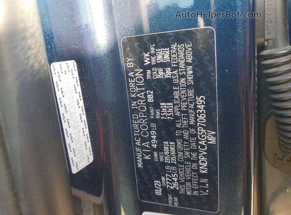 KNDPVCAG5P7063495 2023 KIA SPORTAGE Синий Вид наклейки с VIN-кодом