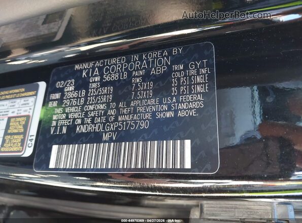 KNDRHDLGXP5175790 2023 KIA SORENTO HYBRID Black Widok komory silnika