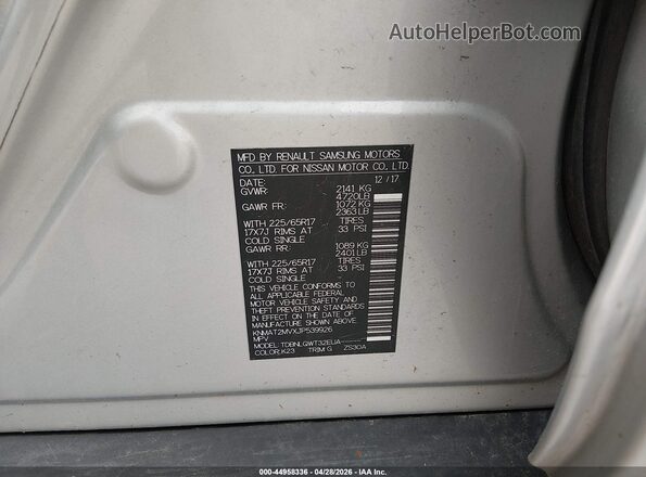 KNMAT2MVXJP539926 2018 NISSAN ROGUE Серебряный Вид подкапотного пространства