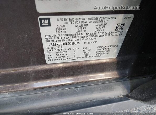 LRBFX3SX6LD086315 2020 BUICK ENVISION Brown Widok komory silnika