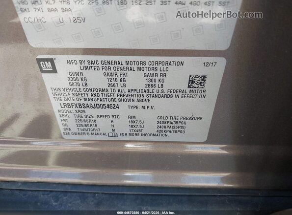 LRBFXBSA9JD054624 2018 BUICK ENVISION Brown Widok komory silnika