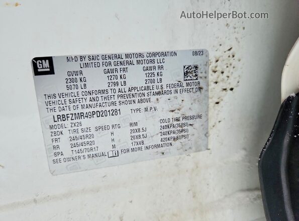 LRBFZMR49PD201281 2023 BUICK ENVISION White Вид наклейки з VIN-кодом