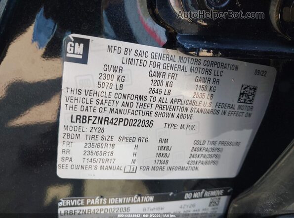 LRBFZNR42PD022036 2023 BUICK ENVISION Black Vista del compartimento del motor